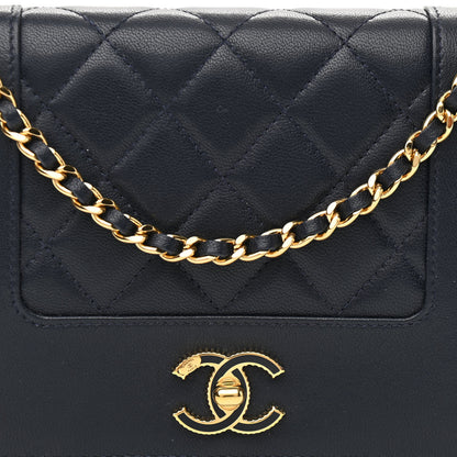Chanel Sheepskin Quilted Mademoiselle Vintage Wallet On Chain WOC Navy 9 of 13