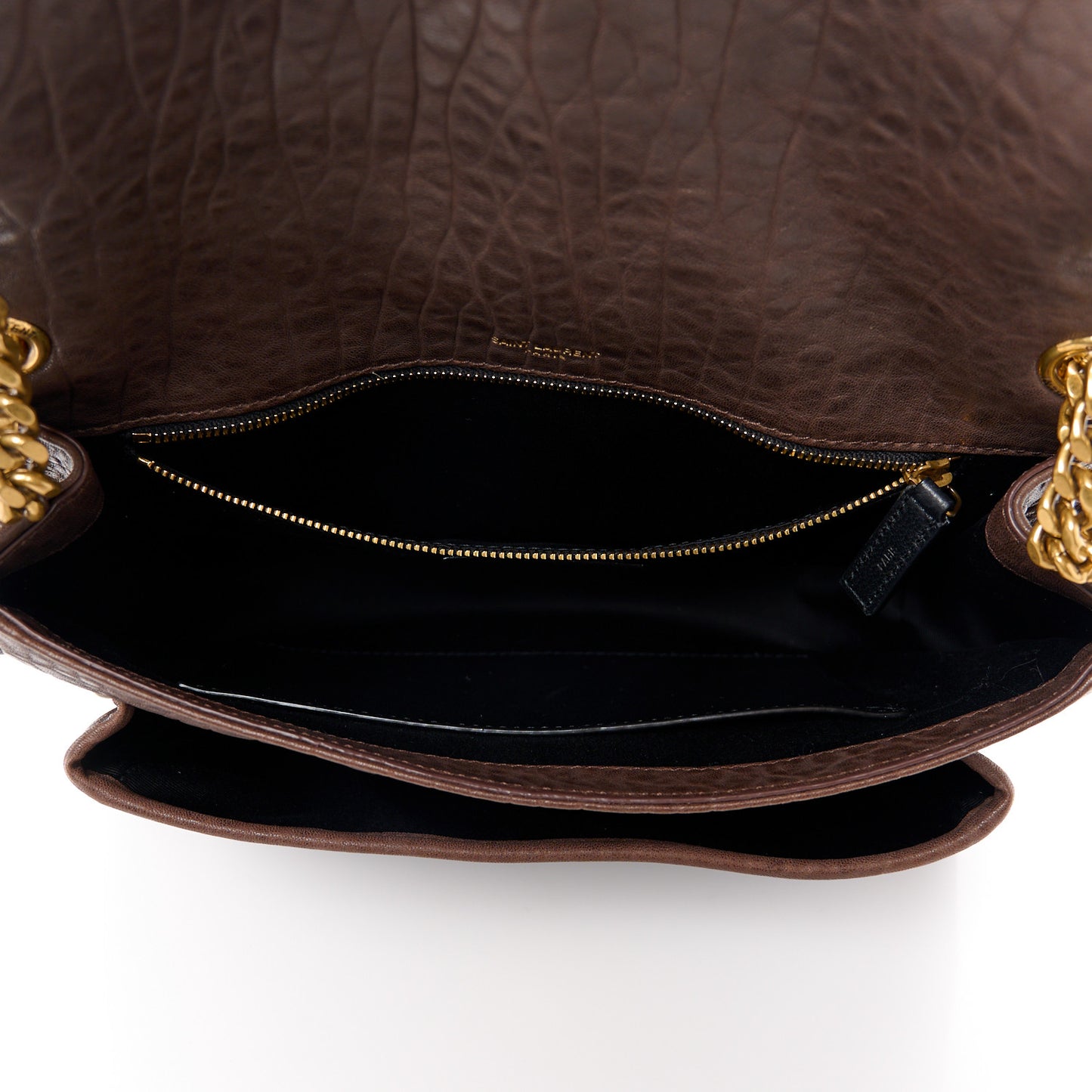 Grained Lambskin Monogram Medium Niki Chain Satchel Dark Cork