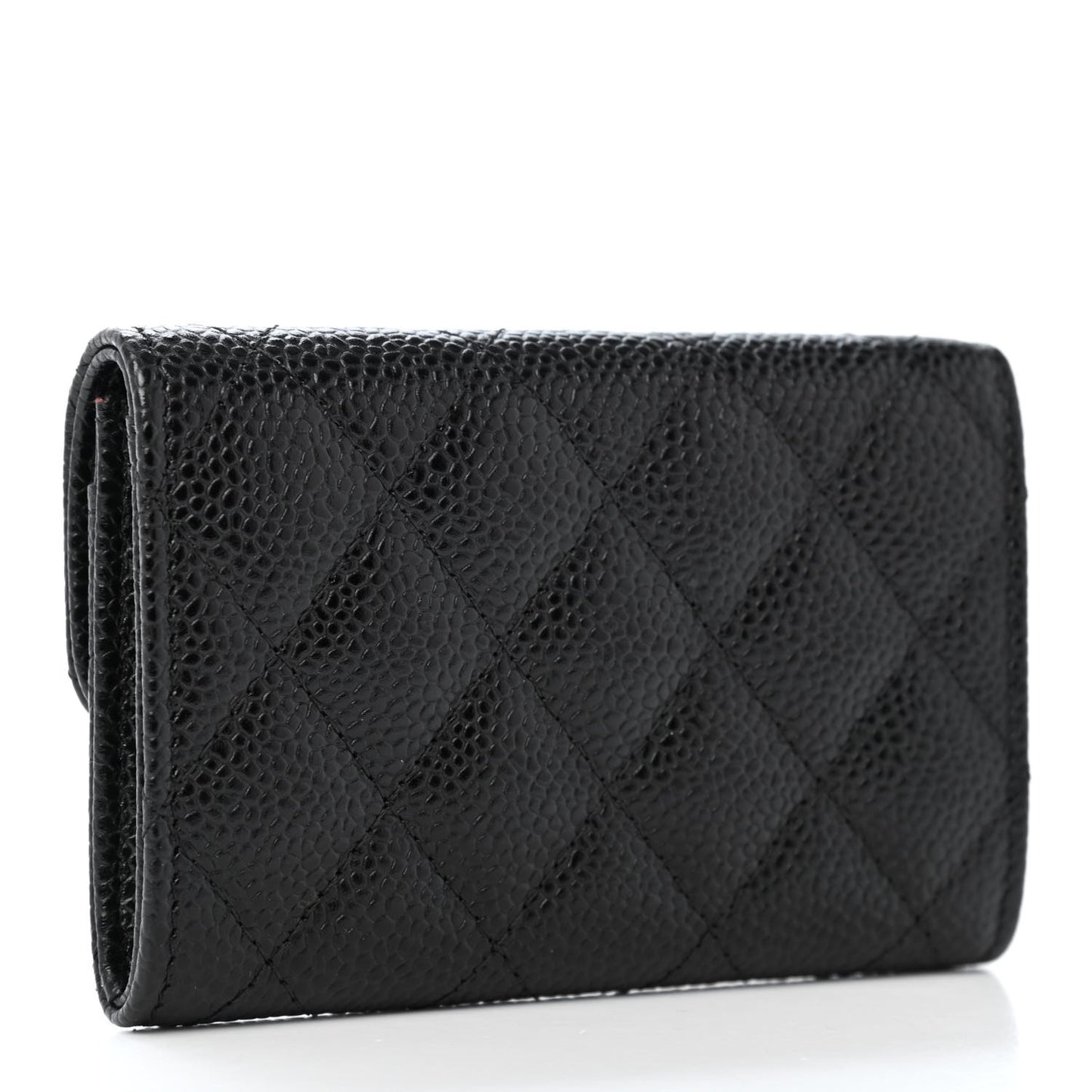 Caviar Quilted Flap Card Holder Black