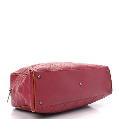Chanel Caviar Patent Quilted Large Bowler Bag Red 4 of 10