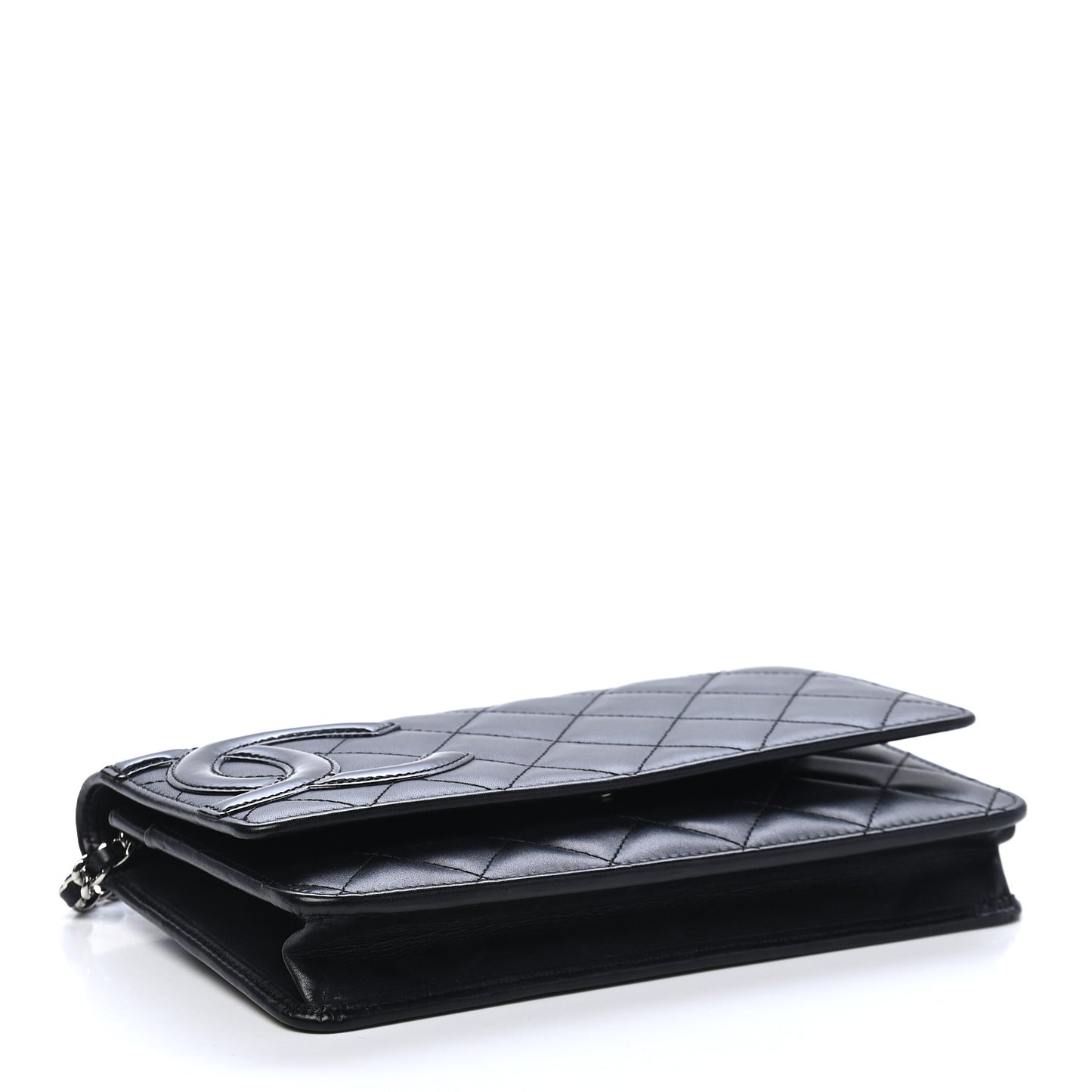 Calfskin Quilted Cambon Wallet On Chain WOC Black