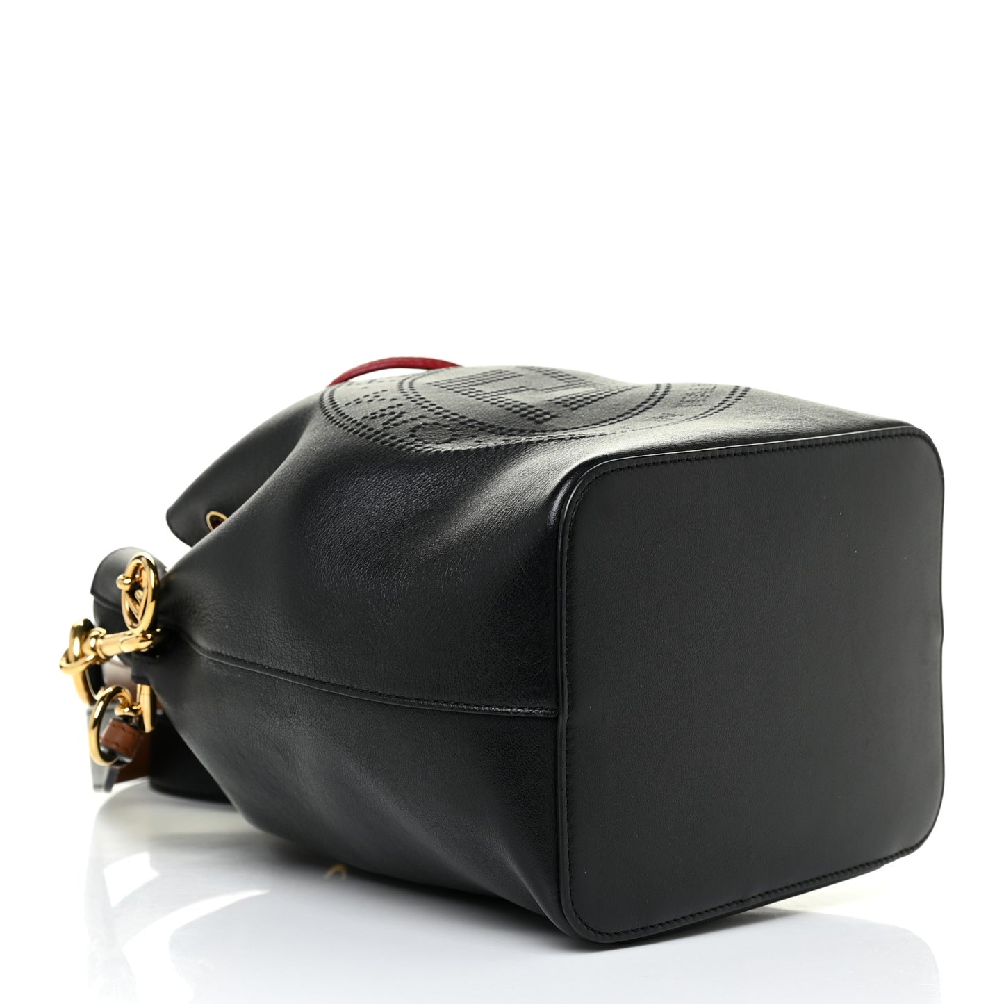 Vitello Grace F is Fendi Stamp Patch Perforated Small Mon Tresor Bucket Bag Black