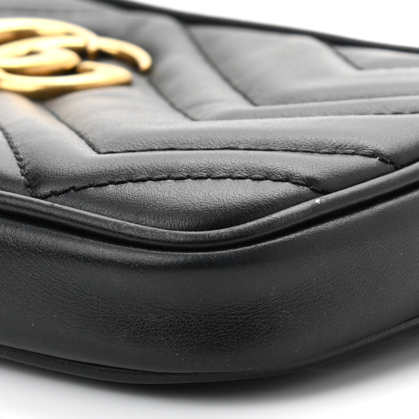 Calfskin Matelasse Mini GG Marmont Chain Crossbody Bag Black