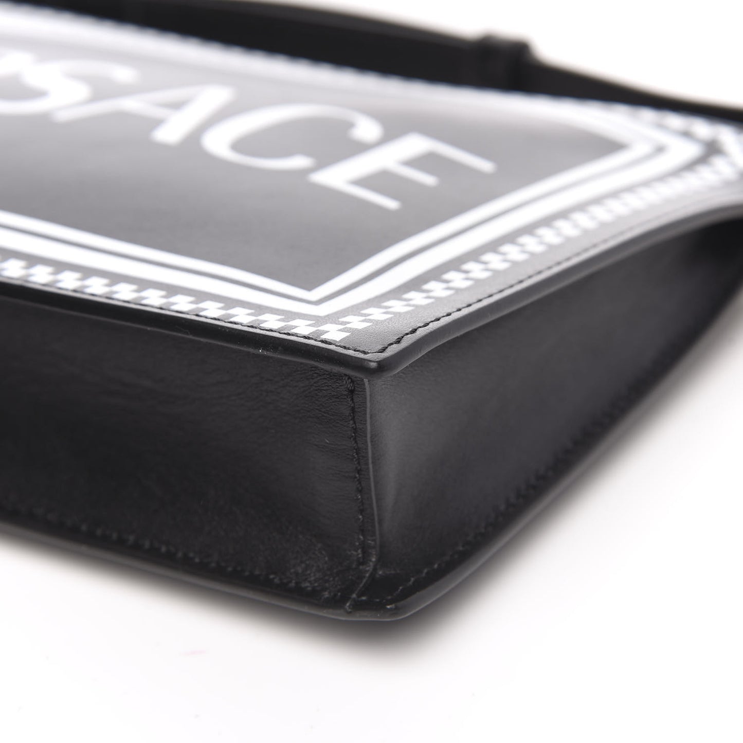 Calfskin 90's Vintage Logo Crossbody Clutch Black White