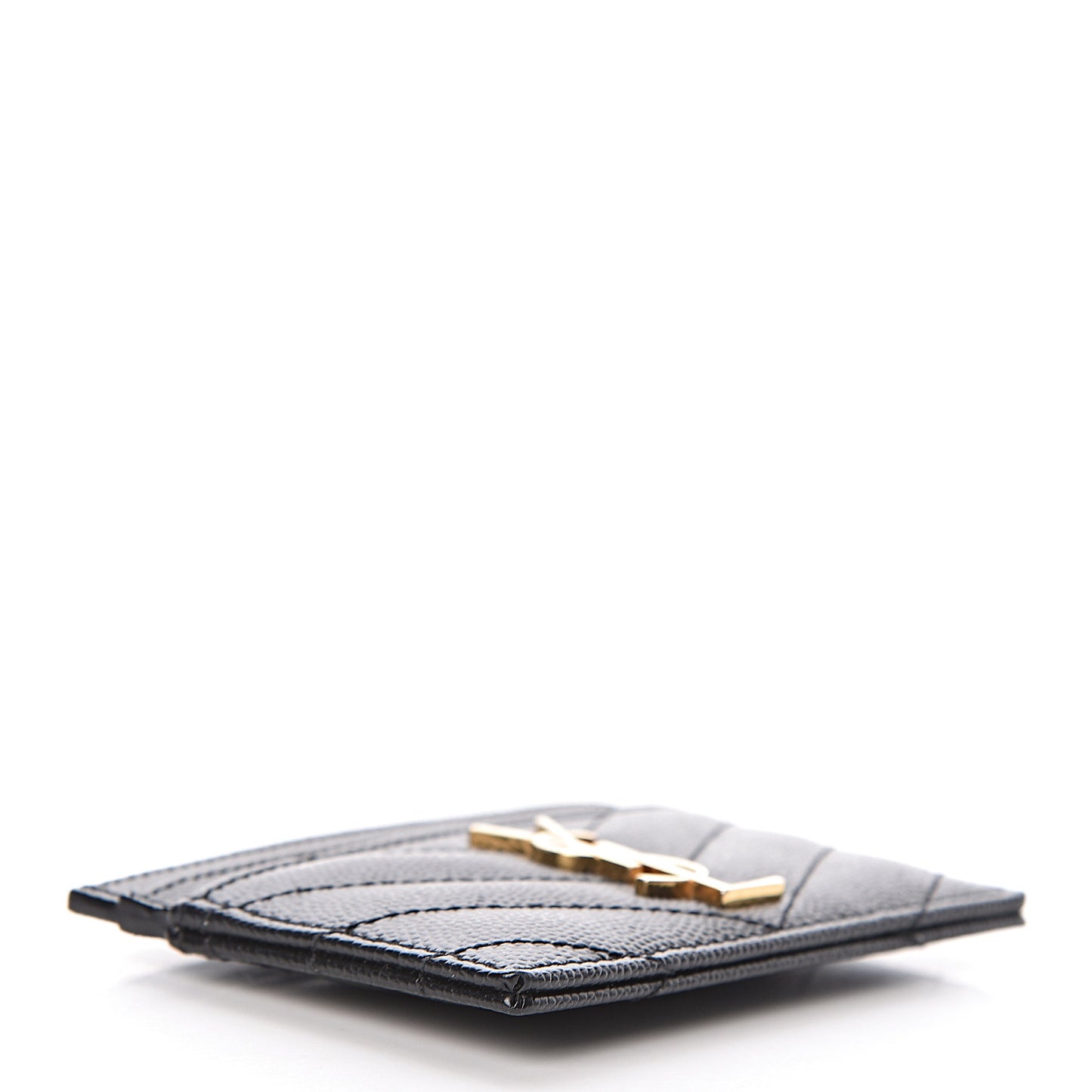 Grain De Poudre Matelasse Chevron Monogram Credit Card Case Black