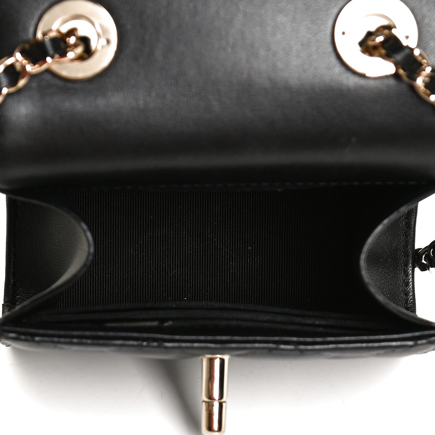Lambskin Quilted Mini Trendy CC Clutch With Chain Black