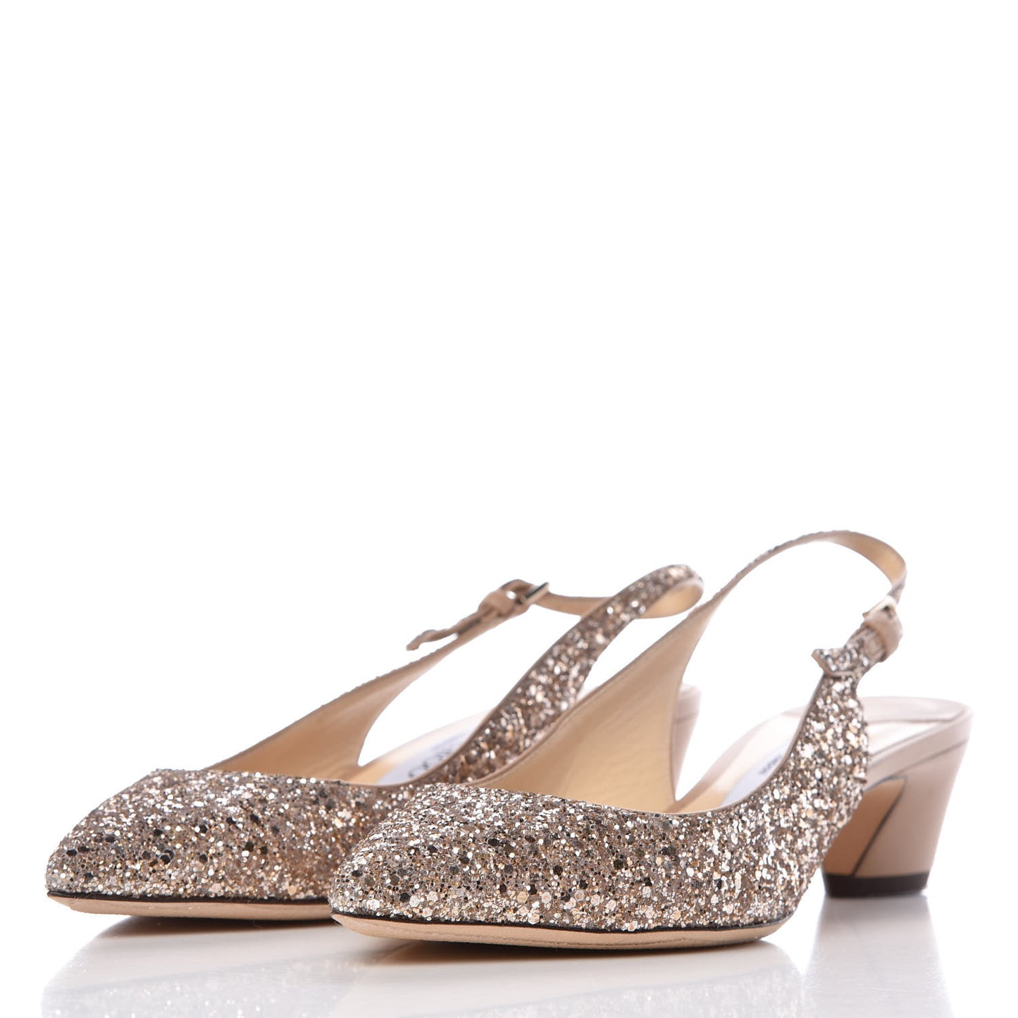 Nappa Coarse Glitter Gemma 40 Slingback Pumps 38.5 Ballet Pink
