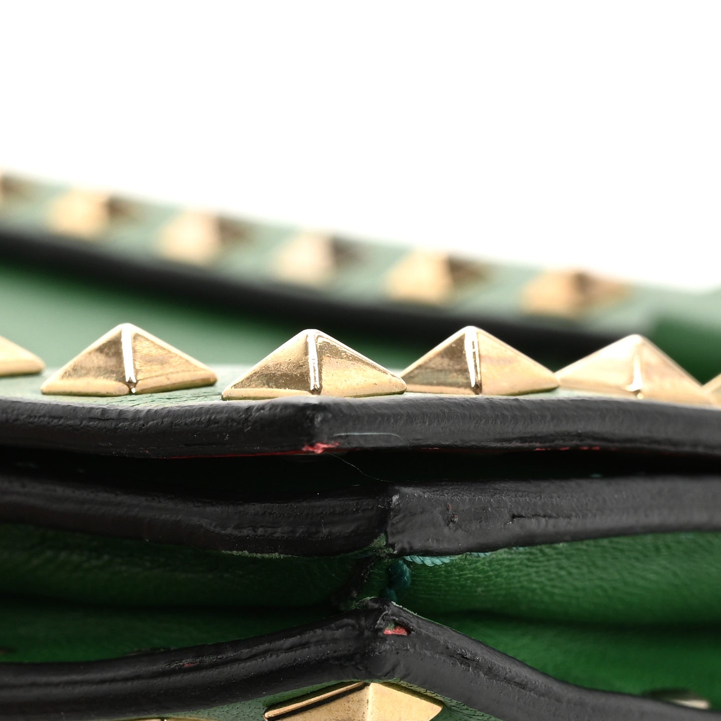 Nappa Rockstud Wristlet Clutch Emerald