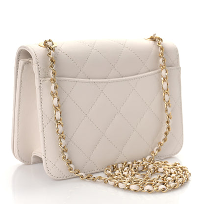 Chanel Calfskin Quilted Crystal Pearl Small Flap Bag White 3 of 9