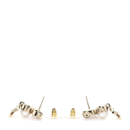 Chanel Pearl Crystal CC Drop Earrings Gold 4 of 5