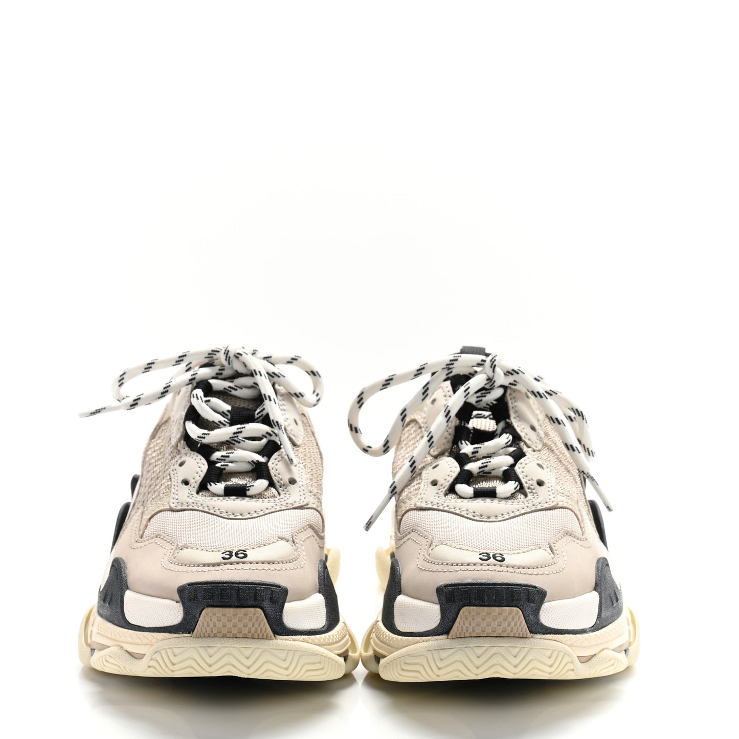 Fabric Mesh Womens Triple S Sneakers 36 Beige Black