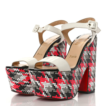 Christian Louboutin Jazz Patent Tresse Belle Tige 160 Platform Sandal 37.5 White Fluo Rose 4 of 11