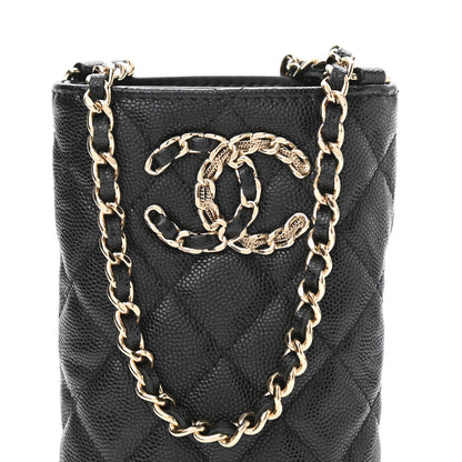 Chanel Caviar Quilted French New Wave Phone Holder With Chain Black 8 of 11