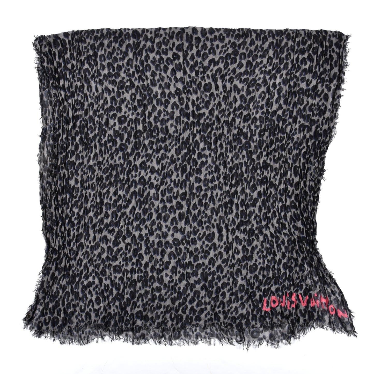 Cashmere Silk Leopard Etole Stole Grey
