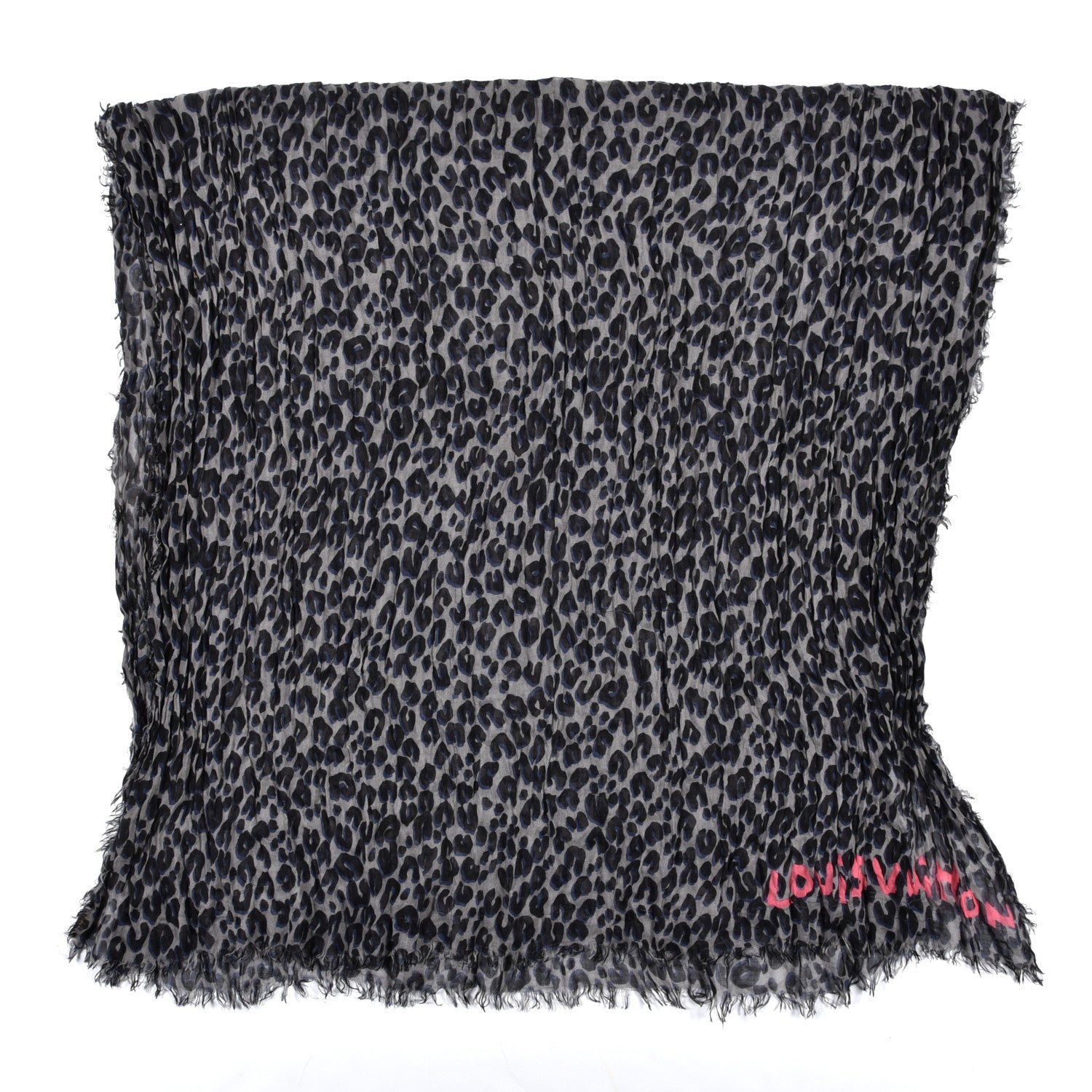 Louis Vuitton Cashmere Silk Leopard Etole Stole Grey 2 of 3