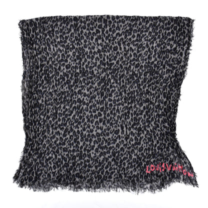 Louis Vuitton Cashmere Silk Leopard Etole Stole Grey 2 of 3