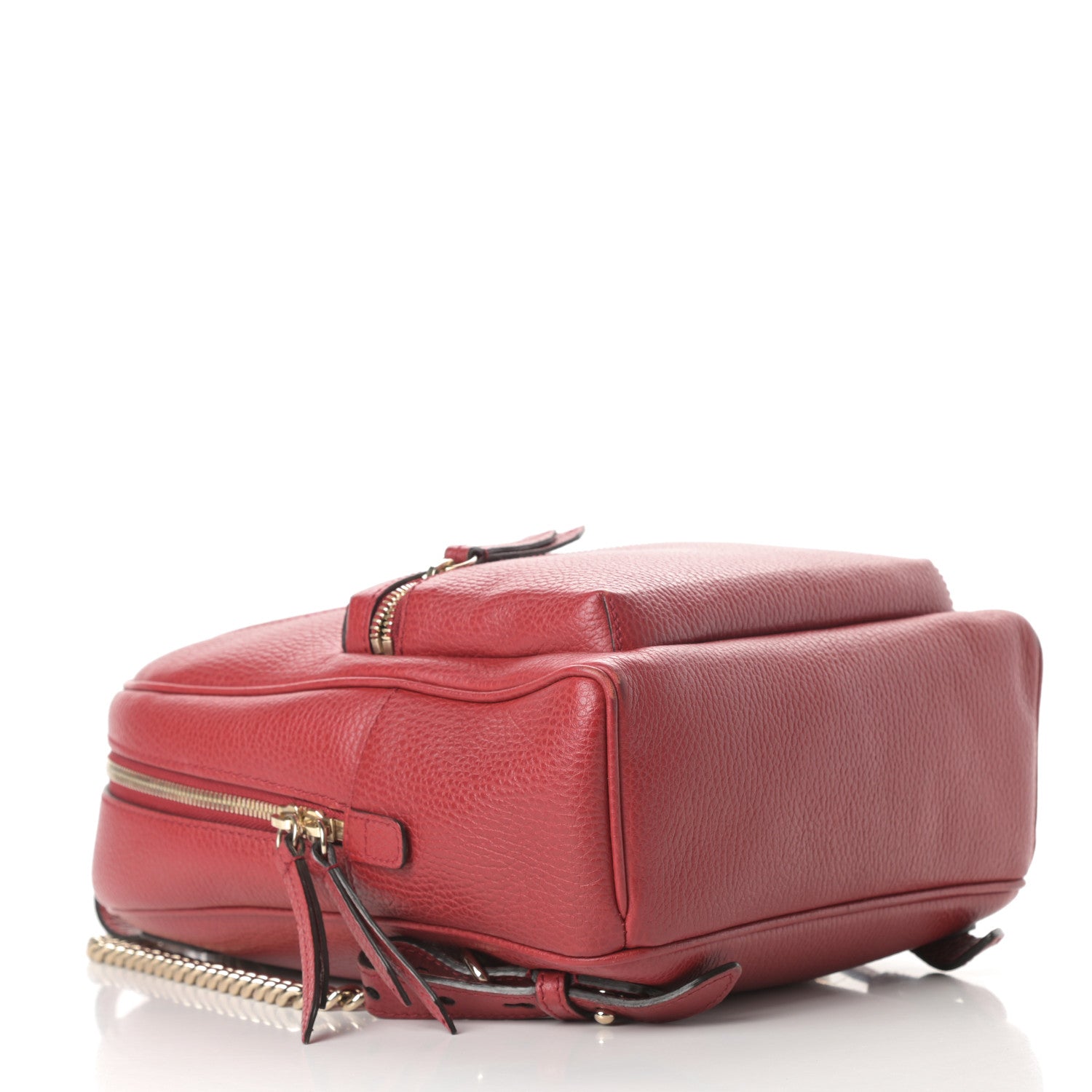 Gucci Pebbled Calfskin Soho Chain Backpack Hibiscus Red 4 of 14