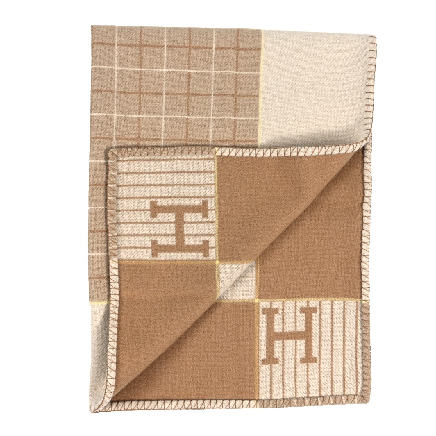 Hermes Wool Cashmere Avalon Passe-Passe Blanket Naturel 2 of 3