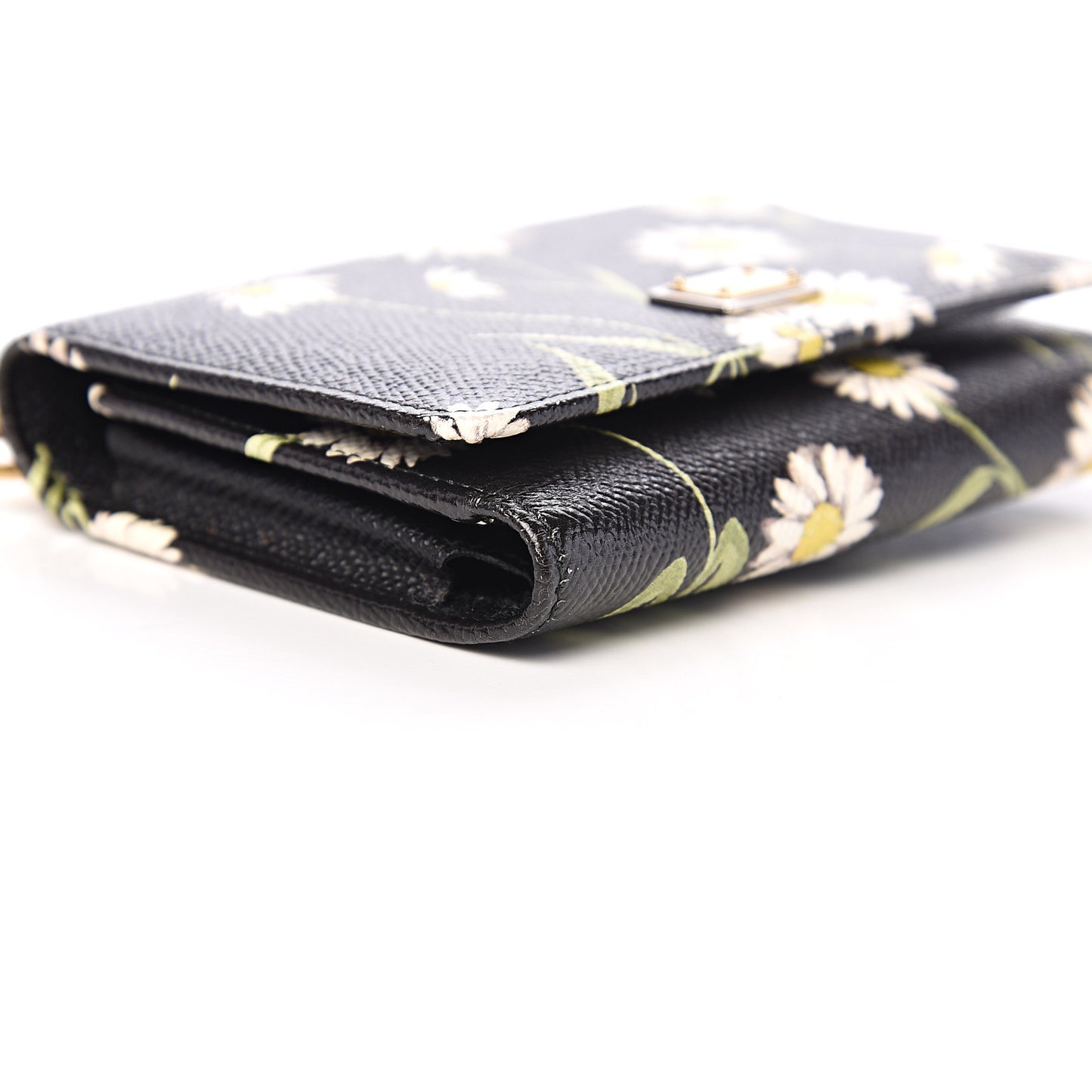 Dauphine Daisy Print Wallet On Chain Black