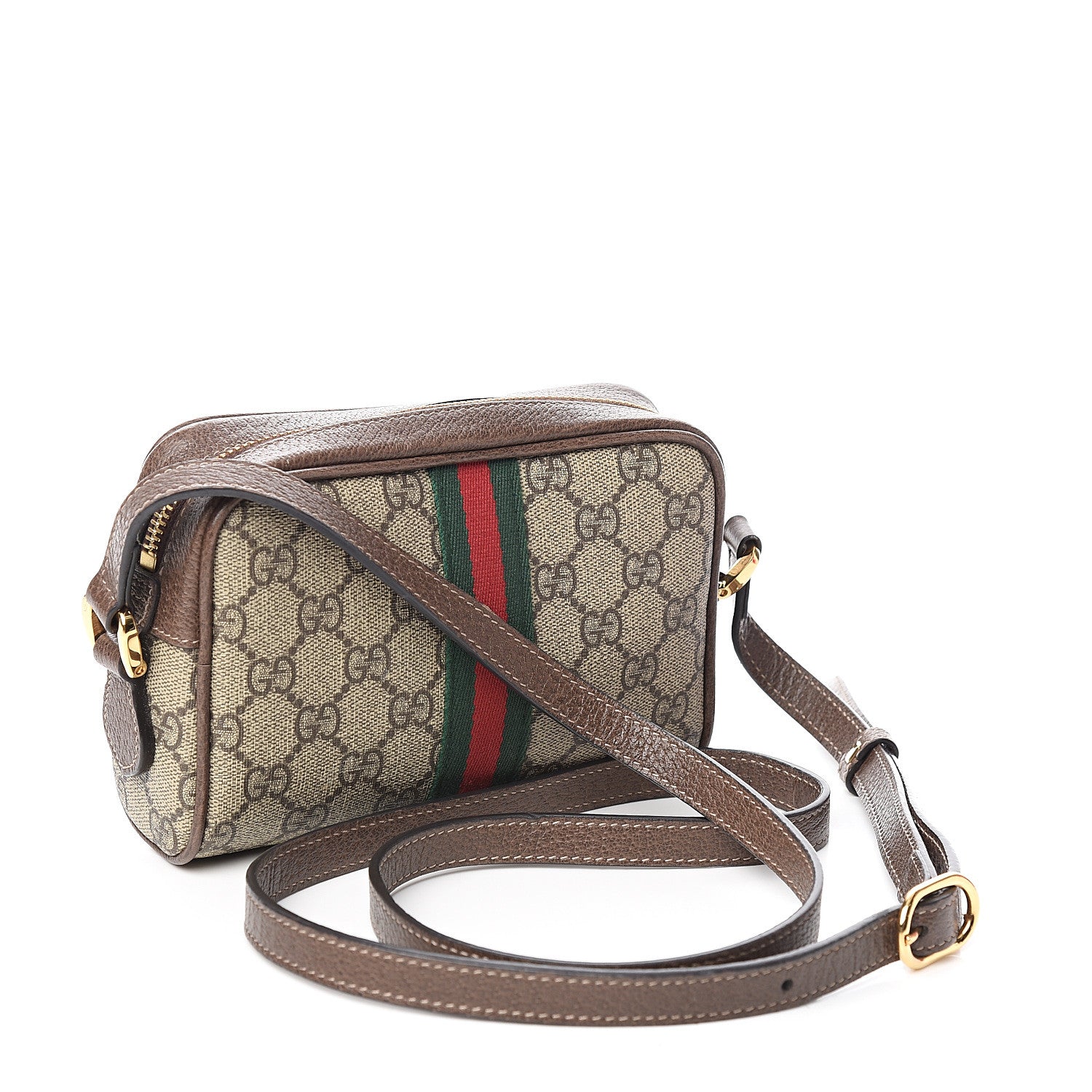 Gucci GG Supreme Monogram Web Mini Ophidia Shoulder Bag Brown 2 of 9