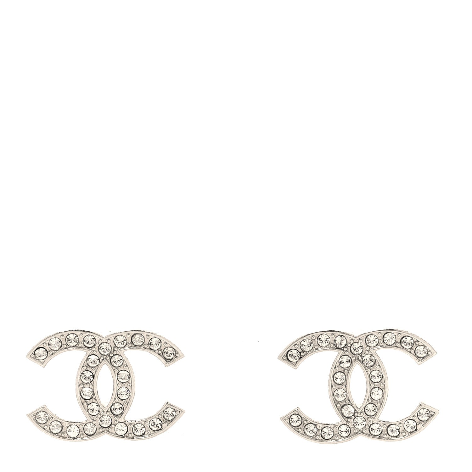 Chanel Crystal CC Earrings Silver 1 of 4