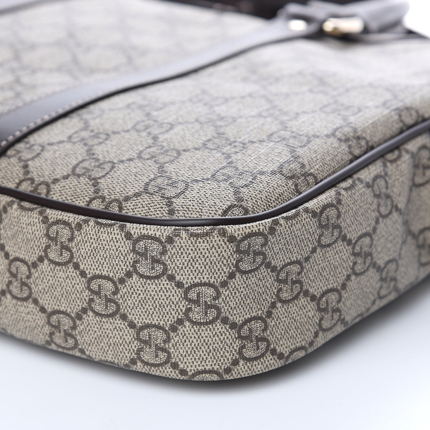 GG Supreme Monogram Briefcase Dark Brown