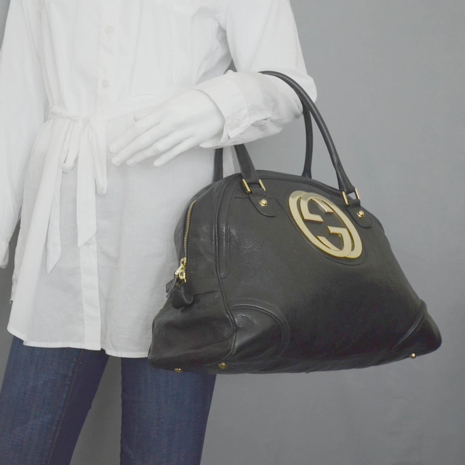 Gucci Leather Blondie Bowler Black 2 of 9