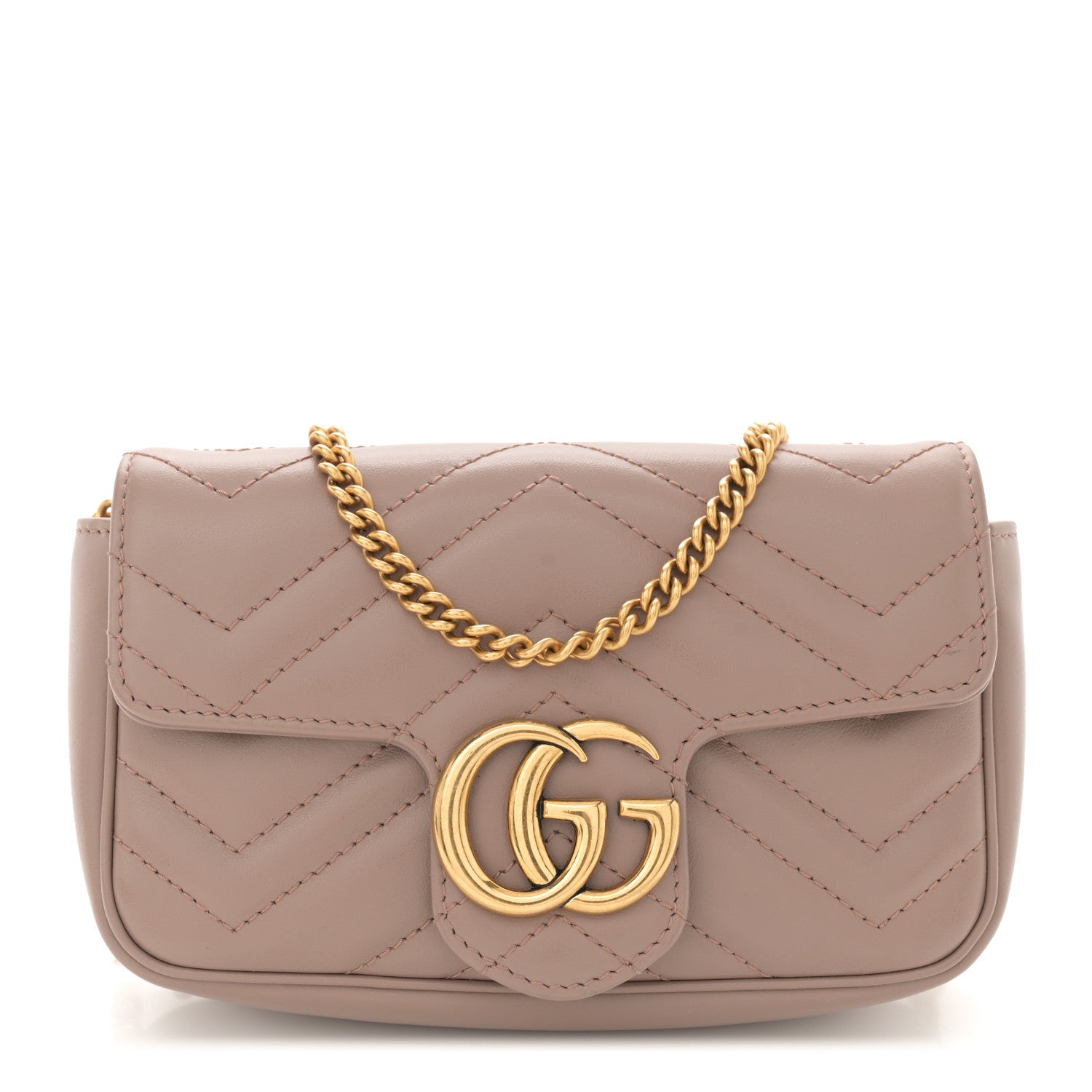 Gucci Calfskin Matelasse Super Mini GG Marmont Shoulder Bag Porcelain Rose 1 of 13