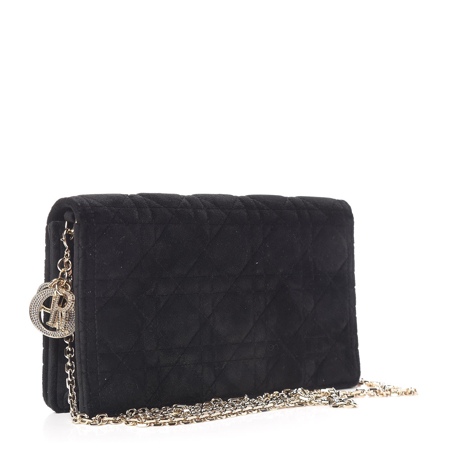 Christian Dior Velvet Cannage Lady Dior Convertible Clutch Black 3 of 12