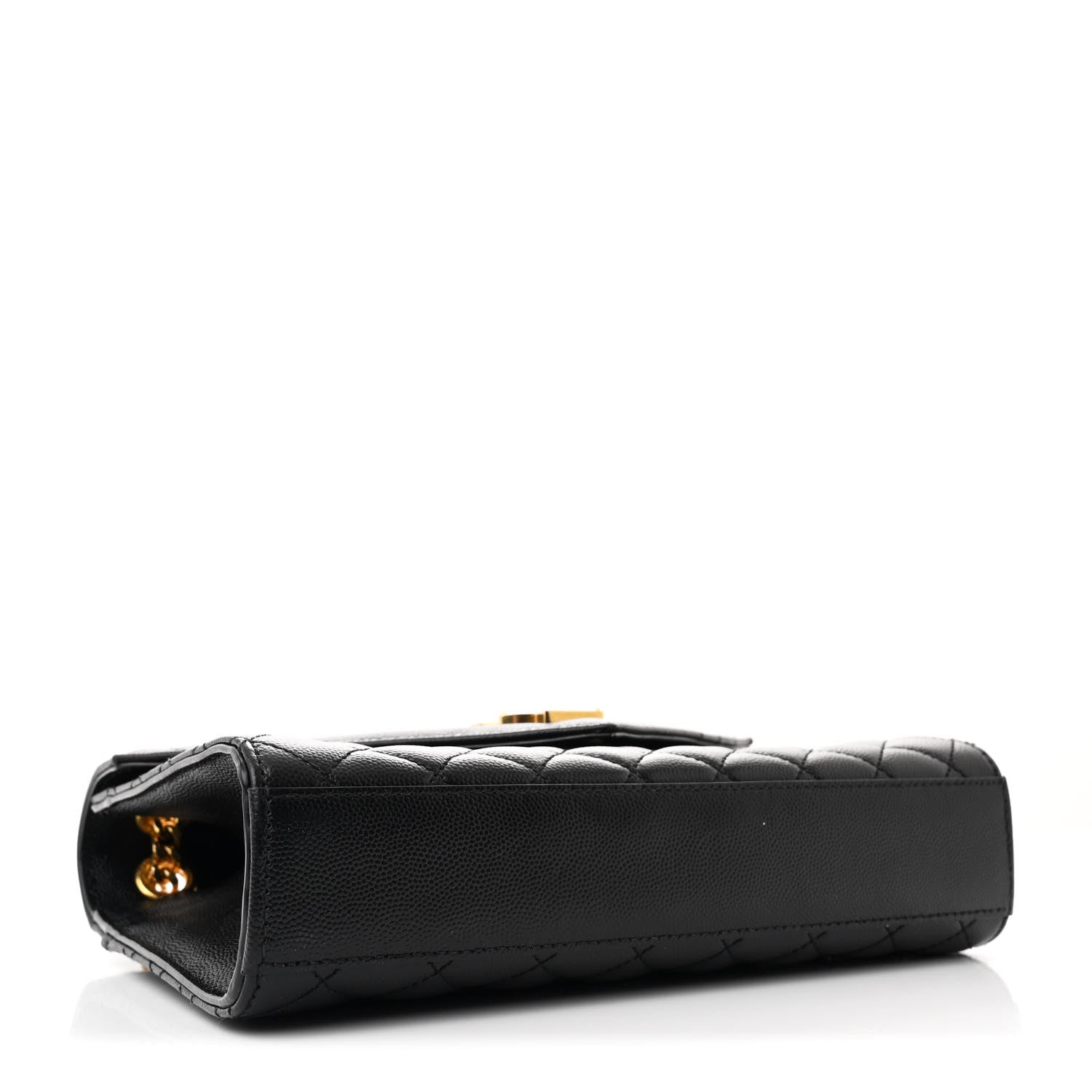 Saint Laurent Grain De Poudre Textured Mixed Matelasse Triquilt Medium Monogram Satchel Black 4 of 11