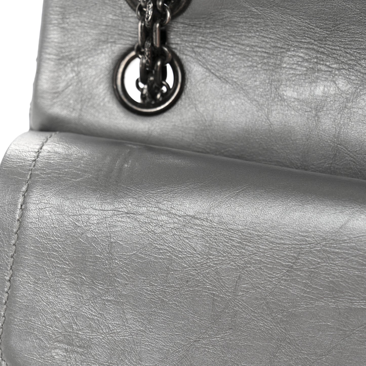 Metallic Aged Calfskin Quilted 2.55 Reissue 226 Flap Silver