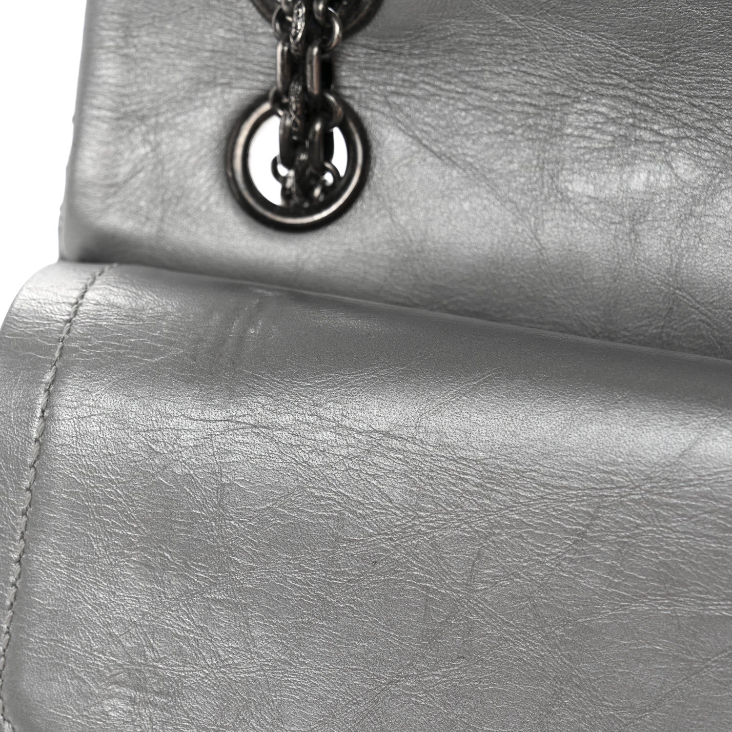 Chanel Metallic Aged Calfskin Quilted 2.55 Reissue 226 Flap Silver 12 of 13