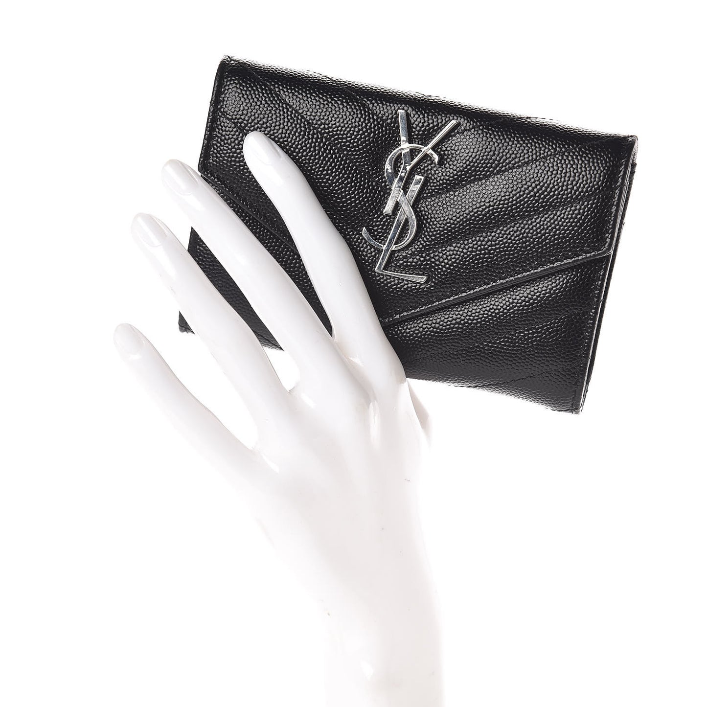 Grain De Poudre Matelasse Chevron Small Monogram Envelope Wallet Black