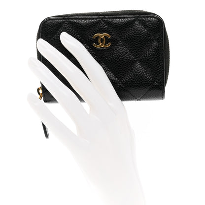 Chanel Caviar Quilted Zip Coin Purse Black 2 of 9