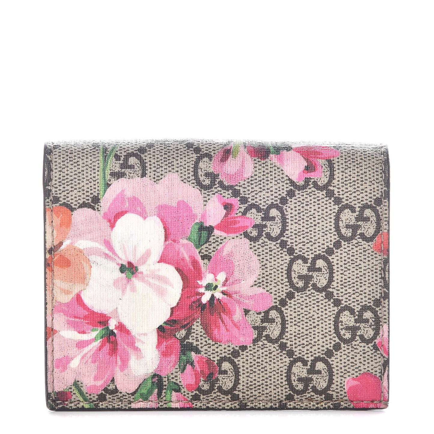GG Supreme Monogram Blooms Card Case Beige Multicolor Dry Rose