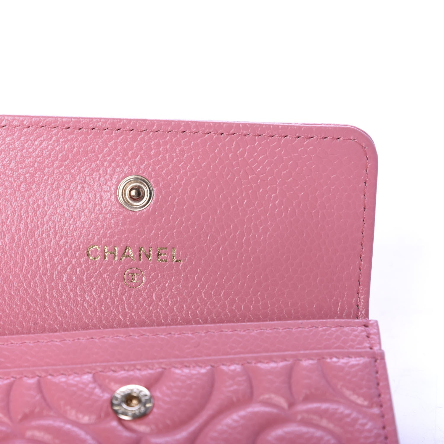 Chanel Caviar Camellia Embossed Card Holder Wallet Pink 6 of 9