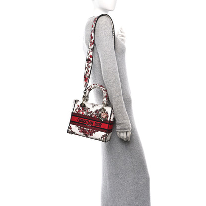 Christian Dior Canvas Le Coeur En Fleurs Embroidered Medium Lady D-Lite White Multicolor 2 of 9