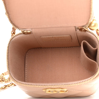 Chanel Calfskin Quilted Mini Perfect Fit Vanity Case With Chain Beige 5 of 11