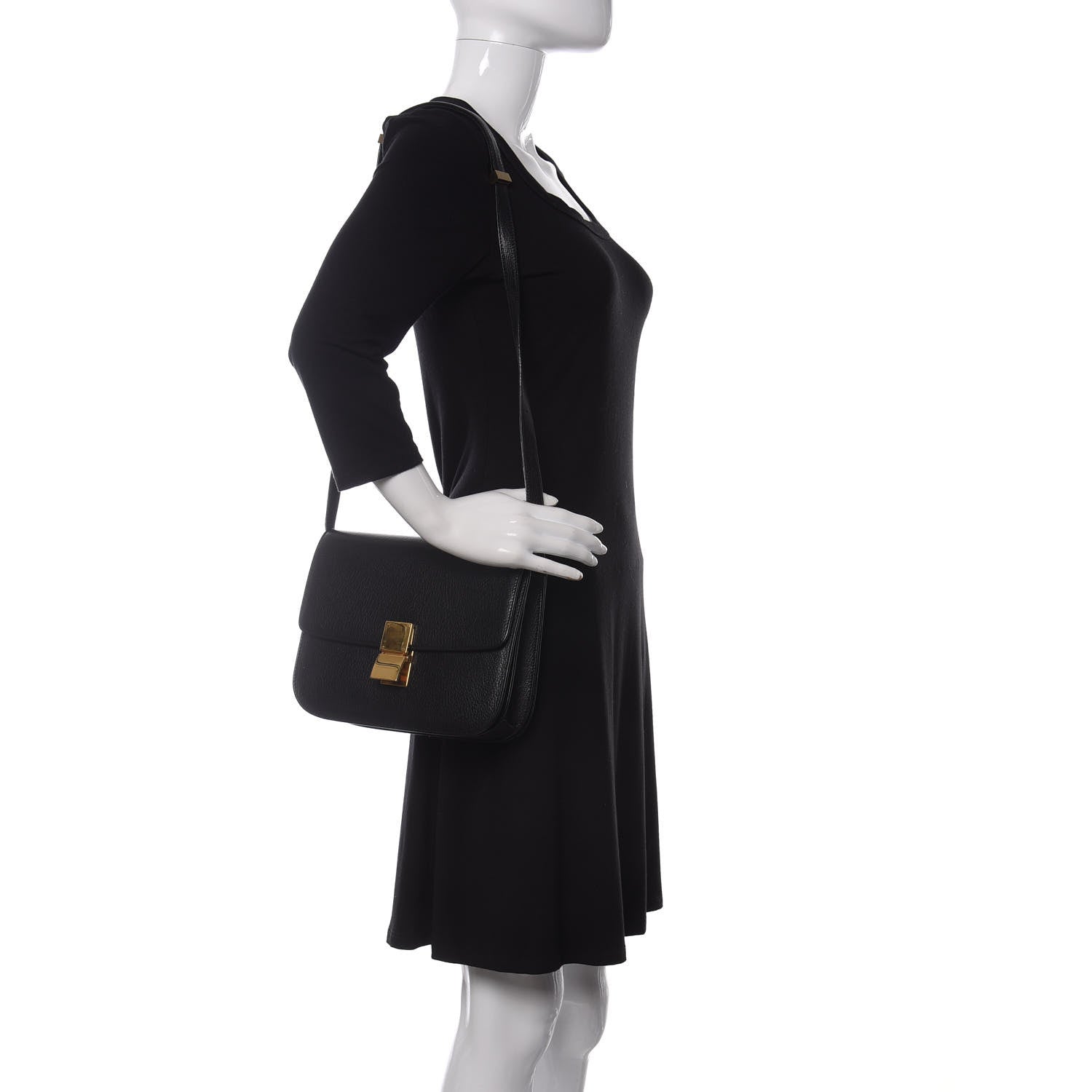 Celine Goatskin Medium Classic Box Flap Bag Black 2 of 13