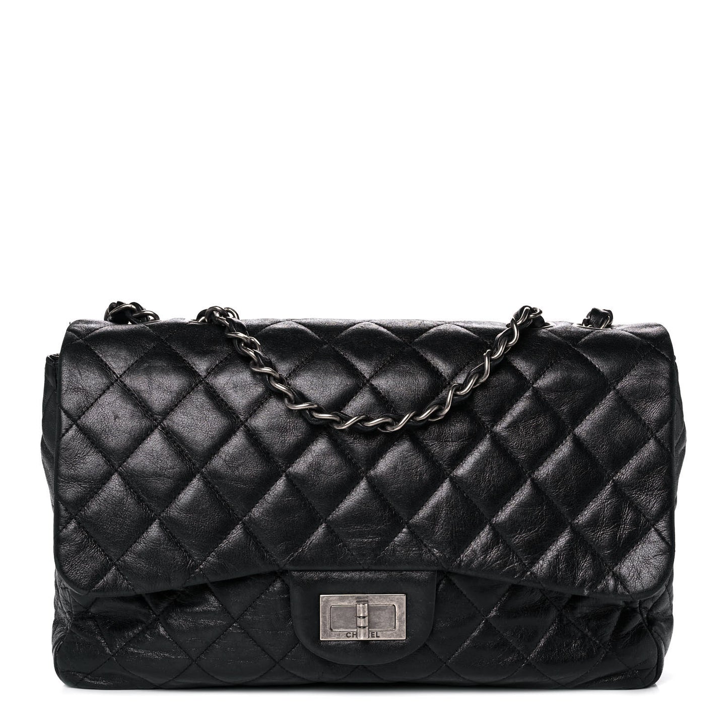 Washed Lambskin Quilted Jumbo Hybrid Reissue Flap Black