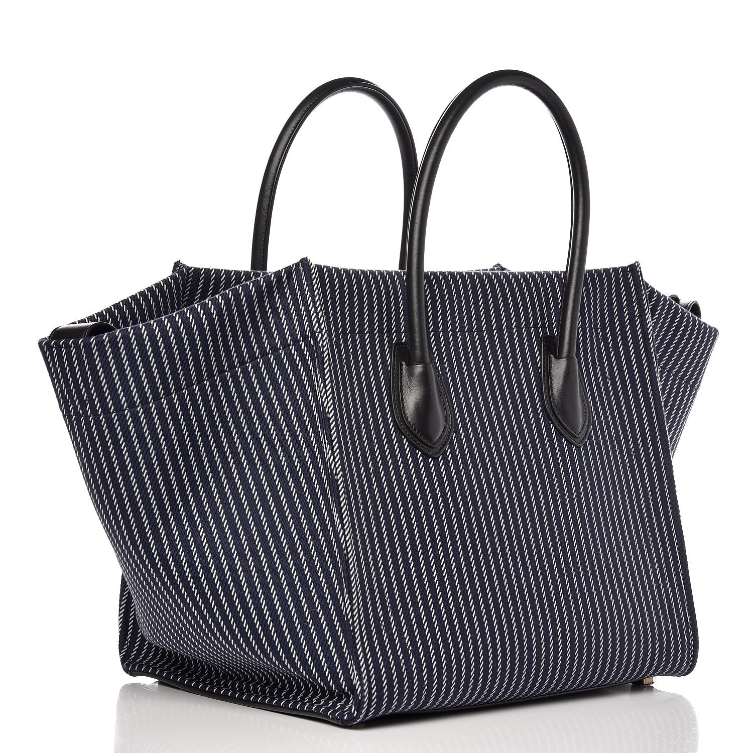 Celine Cotton Canvas Striped Medium Phantom Luggage Navy White 3 of 9