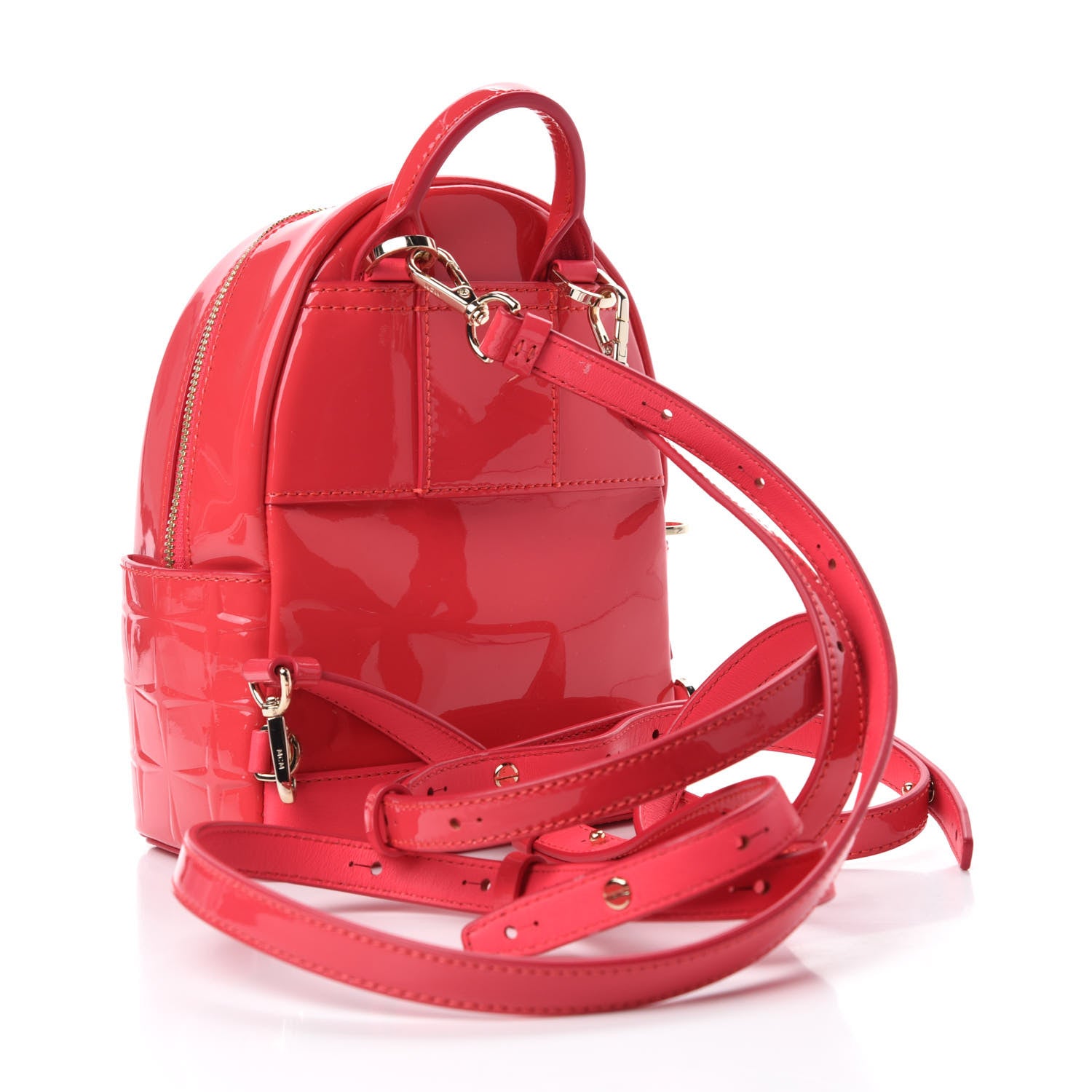 MCM Diamond Patent Stark Bebe Boo Backpack Teaberry 2 of 12