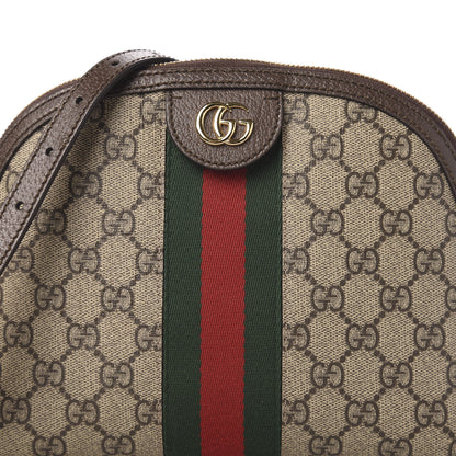 Gucci GG Supreme Monogram Textured Dollar Calfskin Web Small Ophidia Dome Shoulder Bag Beige Ebony New Acero 12 of 12