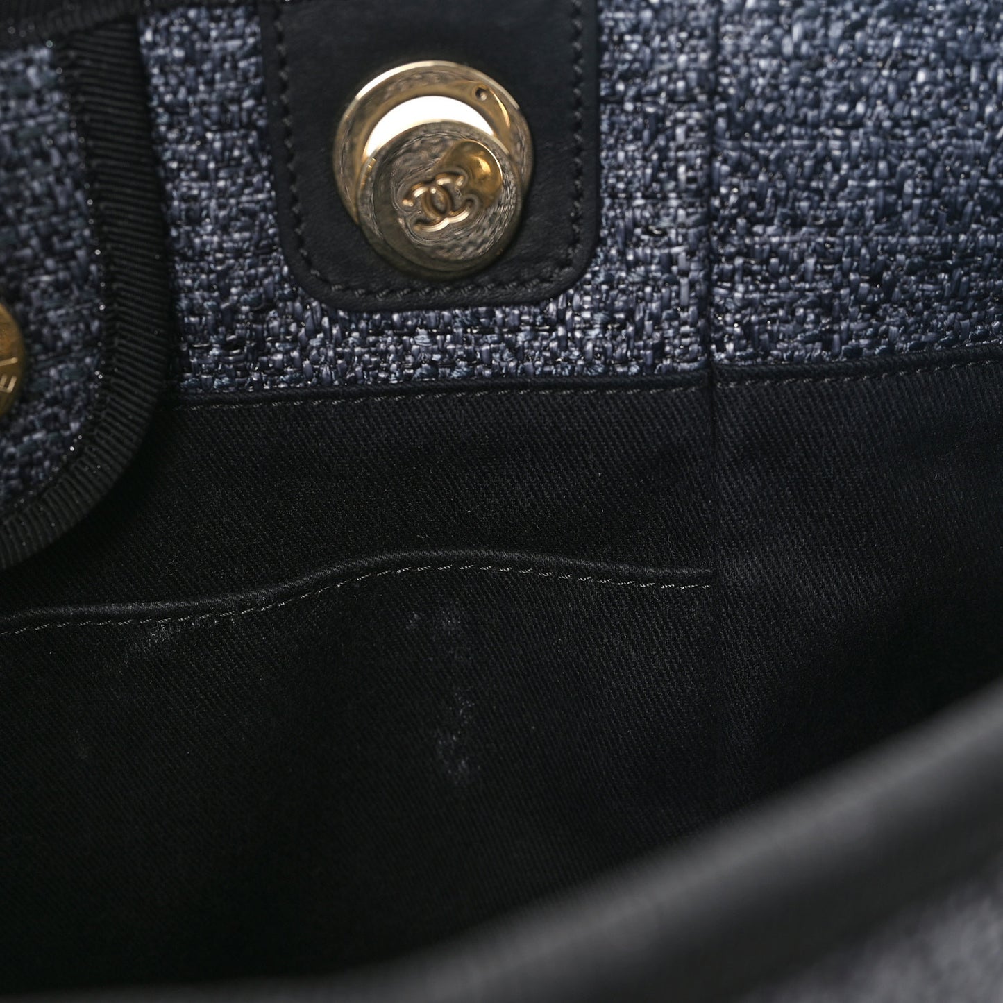 Lurex Boucle Mini Deauville Tote Black