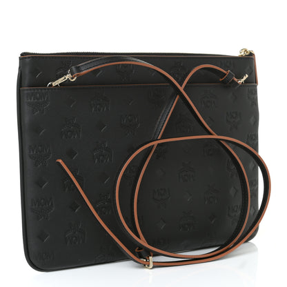 MCM Calfskin Monogram Klara Crossbody Pouch Black 3 of 10
