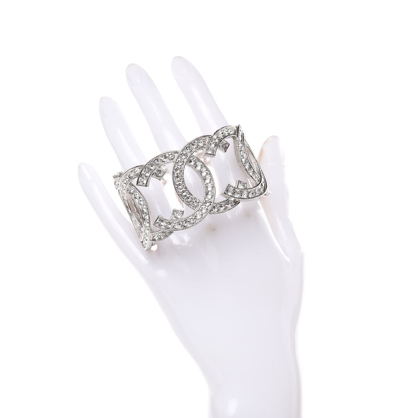 Crystal CC Cuff Bracelet Silver