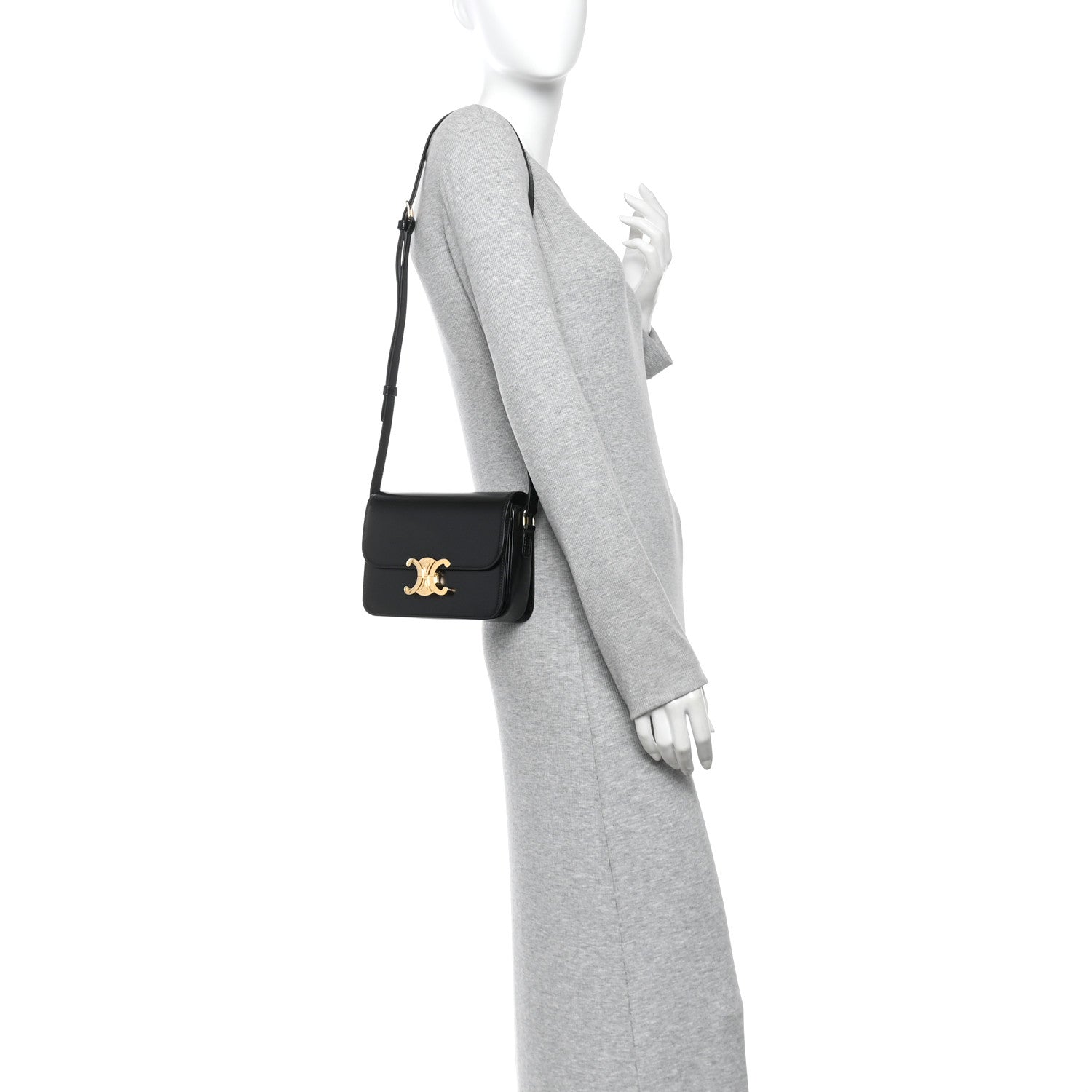 Celine Shiny Calfskin Teen Triomphe Black 2 of 10