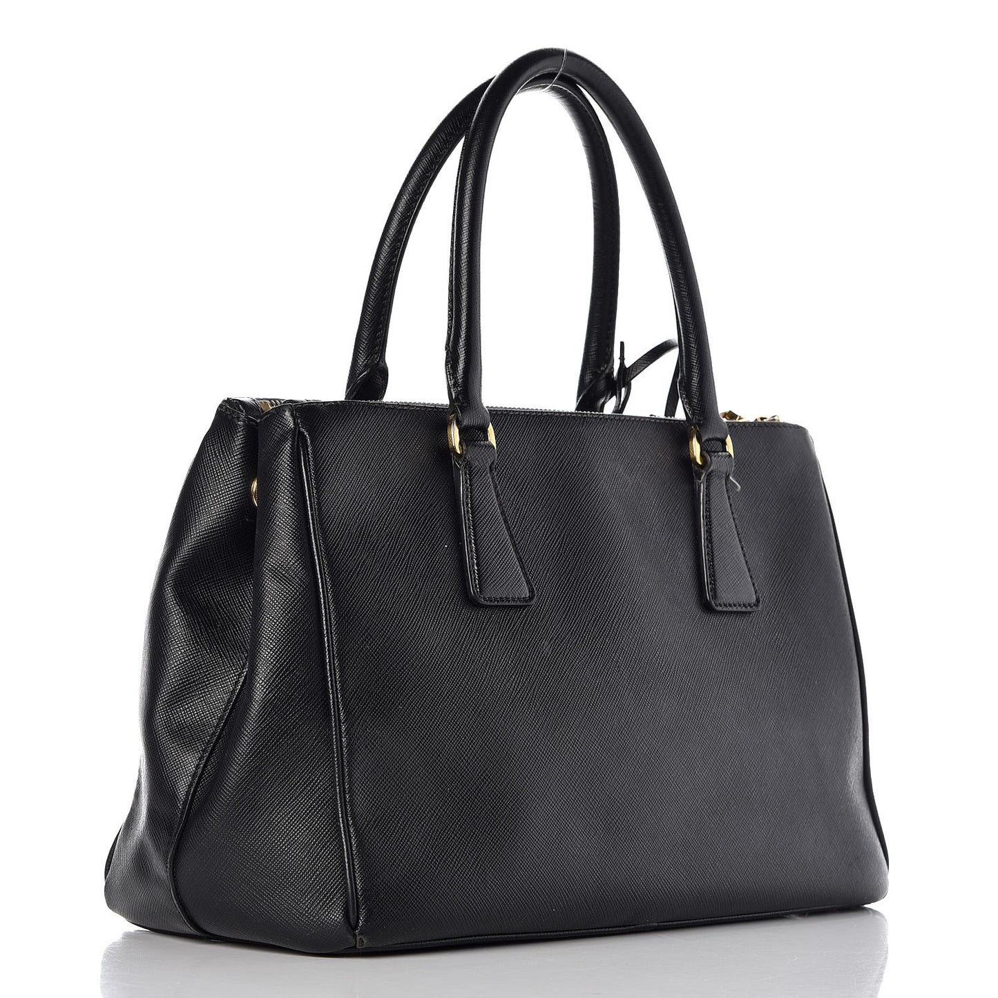 Saffiano Medium Galleria Double Zip Tote Black