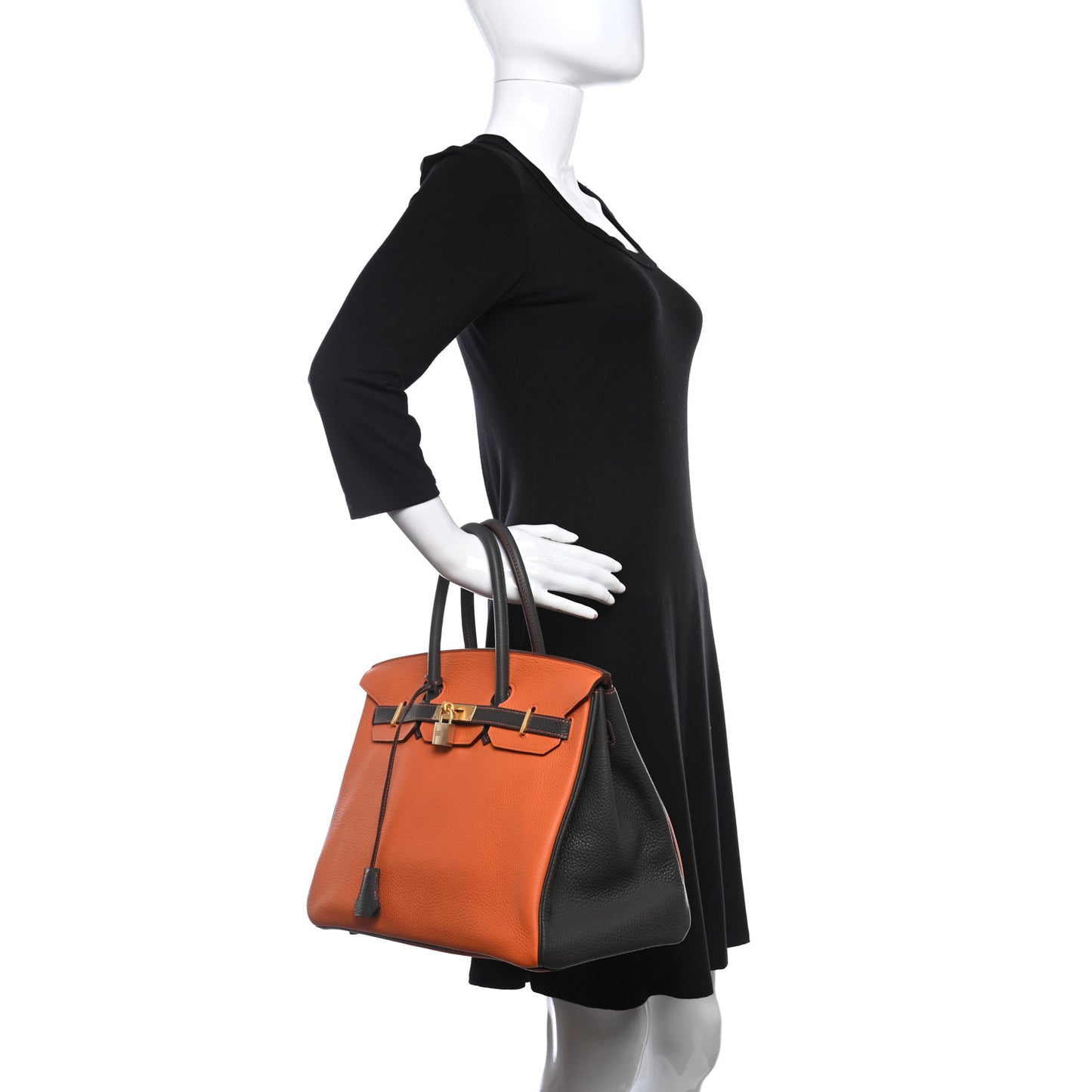 Togo Bi Color Horseshoe Birkin 35 Orange Graphite