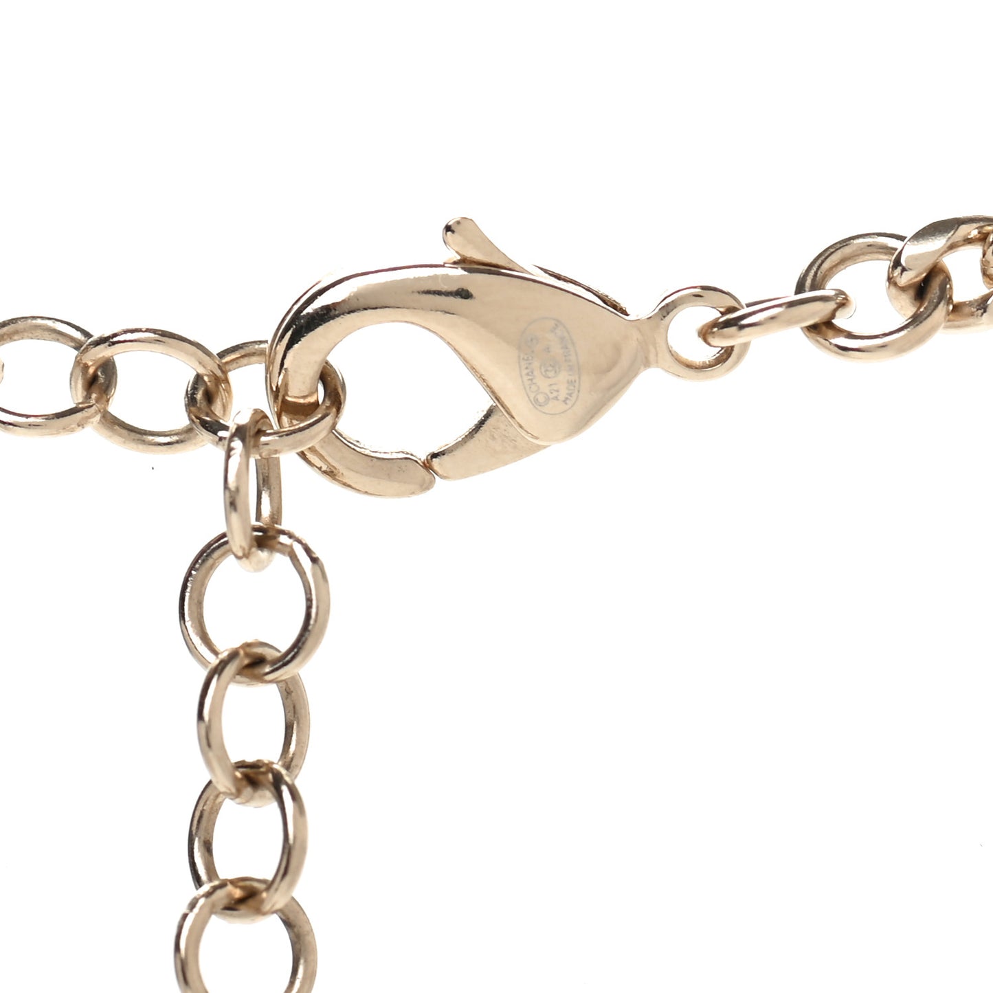 Pearl Crystal Chain CC Necklace Gold